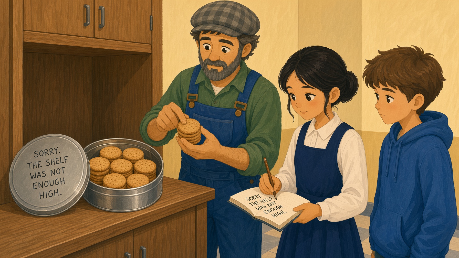Mr Brown, the caretaker, counts the tin twice, then again
